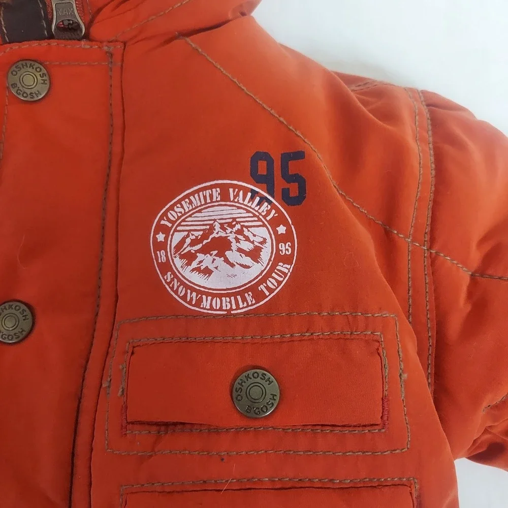 OshKosh‎ B'gosh Puffer Coat Faux Fur Hooded Warm Winter Jacket 12M orange READ!
